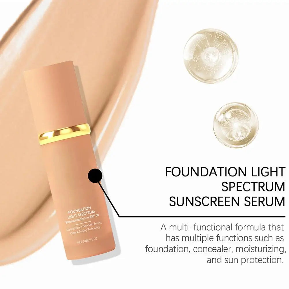 4-In-1 Foundation Liquid Makeup 4 in 1 Foundation Light Spectrum Sunscreen Serum Liquid Hydrating Full Coverage Concealer SPF 50