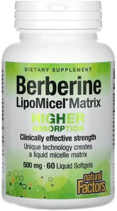 Berberine Lipomicel Matrix Softgels for Healthy Aging and Weight Management, 500 Mg, 60 Softgels