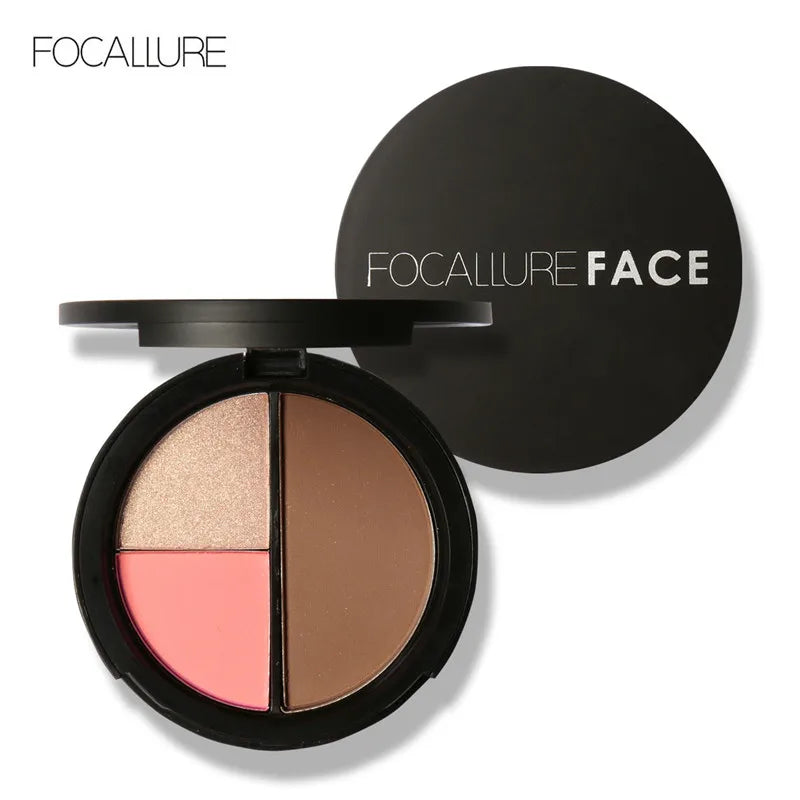 Blush Contour Highlight Palette 3 in 1 Face Makeup Set Long Lasting Highlighter Blusher Palette Natural Cosmetics