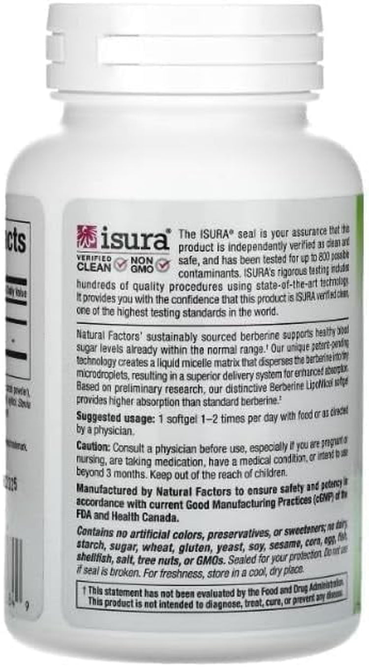Berberine Lipomicel Matrix Softgels for Healthy Aging and Weight Management, 500 Mg, 60 Softgels