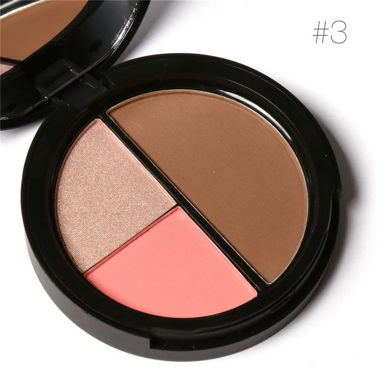 Blush Contour Highlight Palette 3 in 1 Face Makeup Set Long Lasting Highlighter Blusher Palette Natural Cosmetics
