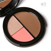 Blush Contour Highlight Palette 3 in 1 Face Makeup Set Long Lasting Highlighter Blusher Palette Natural Cosmetics