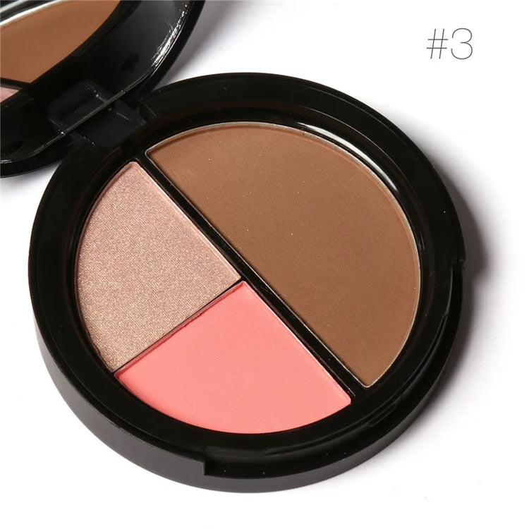Blush Contour Highlight Palette 3 in 1 Face Makeup Set Long Lasting Highlighter Blusher Palette Natural Cosmetics
