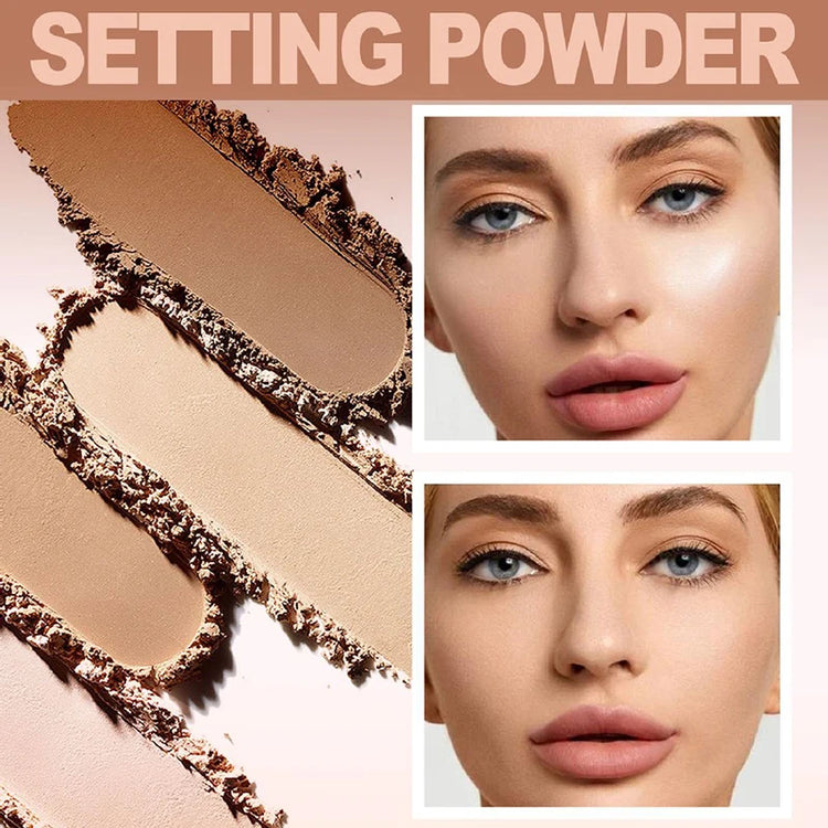 24 Hour Oil Control Pressed Powder Natural Matte Brighten Lasting Waterproof Setting Loose Powder Nude Translucent Powder Makeup