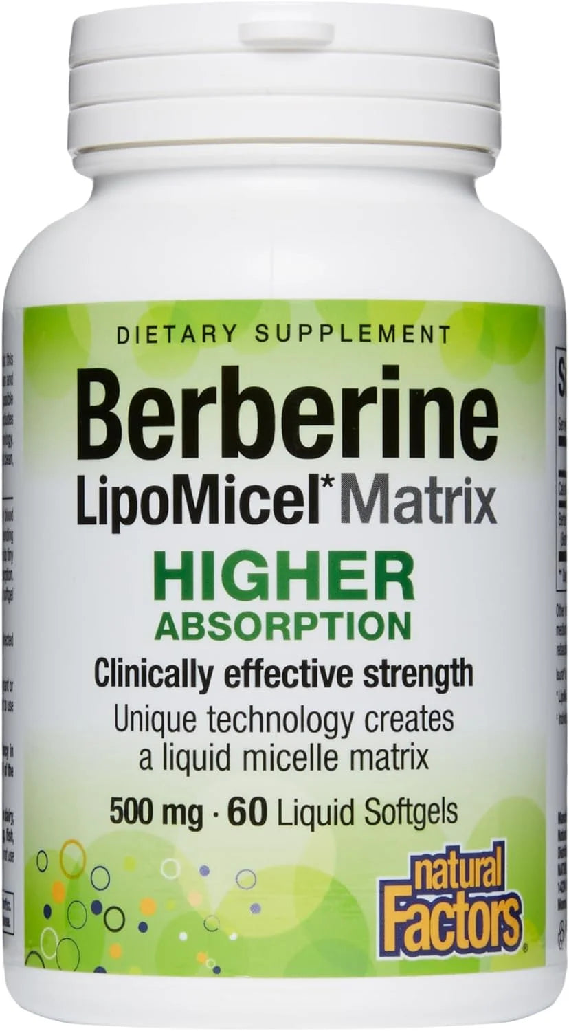 Berberine Lipomicel Matrix Softgels for Healthy Aging and Weight Management, 500 Mg, 60 Softgels
