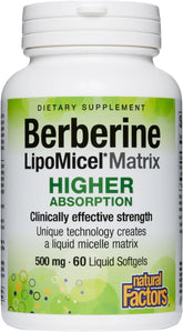 Berberine Lipomicel Matrix Softgels for Healthy Aging and Weight Management, 500 Mg, 60 Softgels