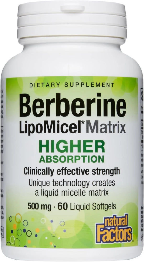 Berberine Lipomicel Matrix Softgels for Healthy Aging and Weight Management, 500 Mg, 60 Softgels