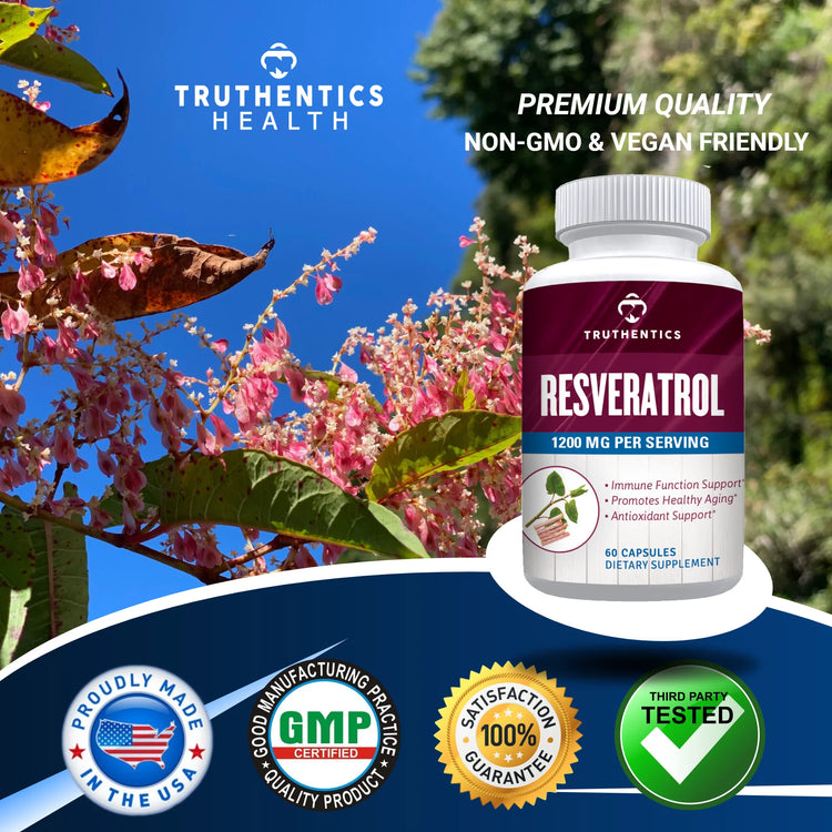 Resveratrol Supplement 1200Mg (2 Pack) - Trans-Resveratrol Extra Strength Antioxidant, Vegan Capsules