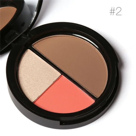 Blush Contour Highlight Palette 3 in 1 Face Makeup Set Long Lasting Highlighter Blusher Palette Natural Cosmetics