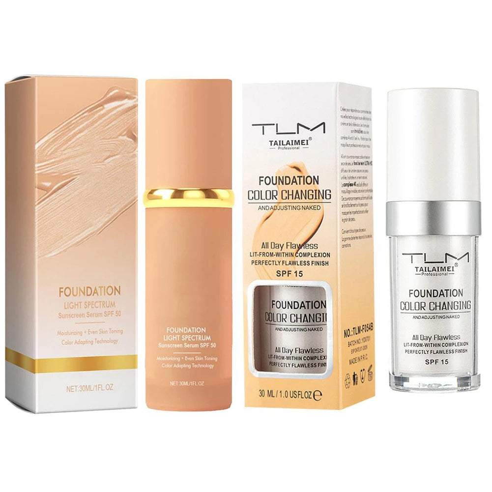 4-In-1 Foundation Liquid Makeup 4 in 1 Foundation Light Spectrum Sunscreen Serum Liquid Hydrating Full Coverage Concealer SPF 50