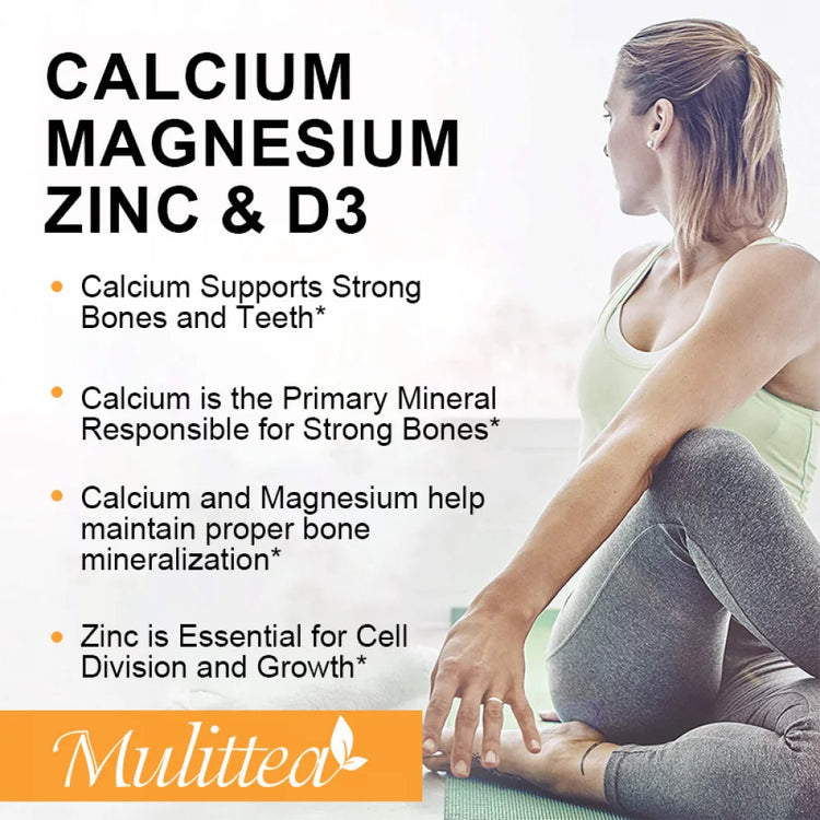 Calcium Magnesium Zinc Capsules with Vitamind3 for Strong Bones & Teeth|Nerve & Immune Function Support,120Pc