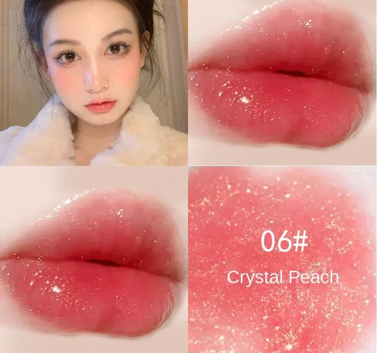 6 Colors Crystal Jelly Moisturizing Plumping Lip Gloss Makeup Sexy Plump Lip Glow Oil Tinted Lip Plumper Pearl Ribbon Shines