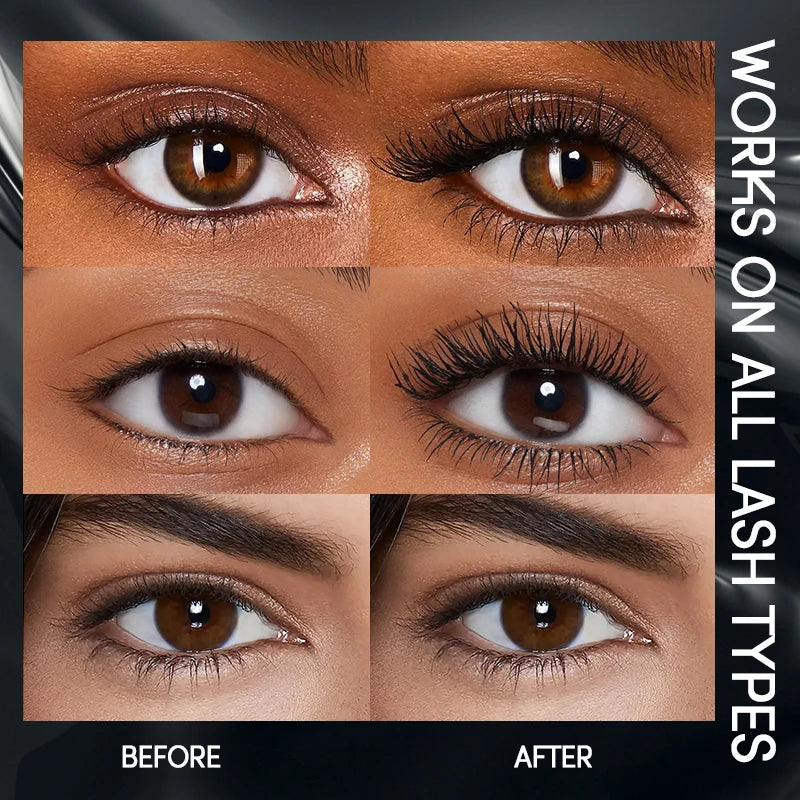 Ultra Long Lasting Mascara 4D Waterproof Mascara Liquid Fiber Mascara 360 Degree Spiral Brush Eyelashes Extension Makeup