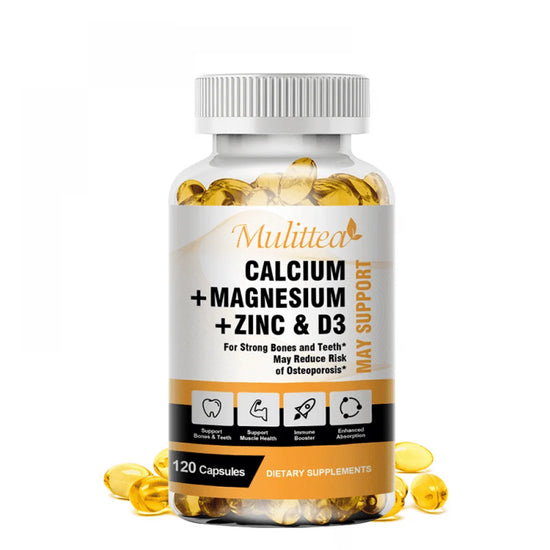 Calcium Magnesium Zinc Capsules with Vitamind3 for Strong Bones & Teeth|Nerve & Immune Function Support,120Pc