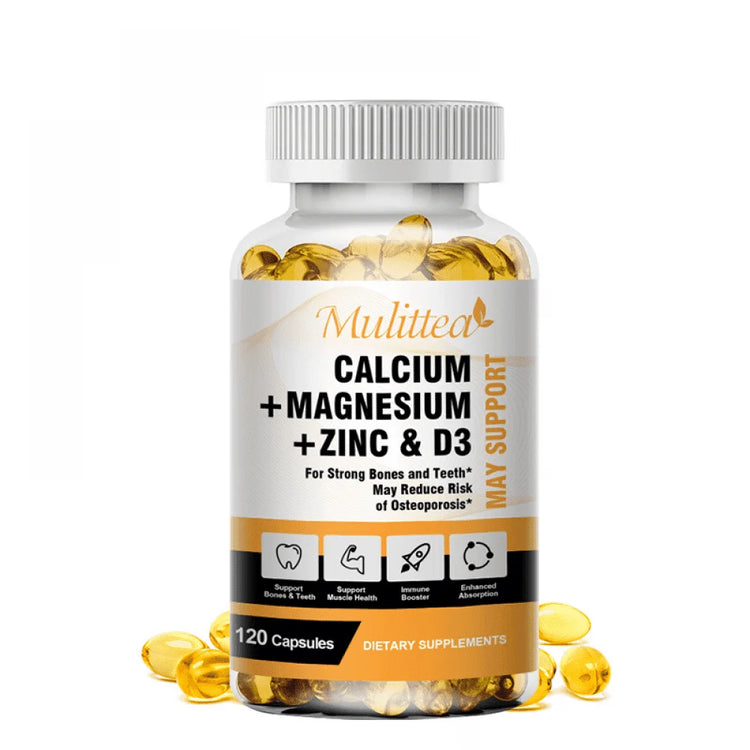 Calcium Magnesium Zinc Capsules with Vitamind3 for Strong Bones & Teeth|Nerve & Immune Function Support,120Pc
