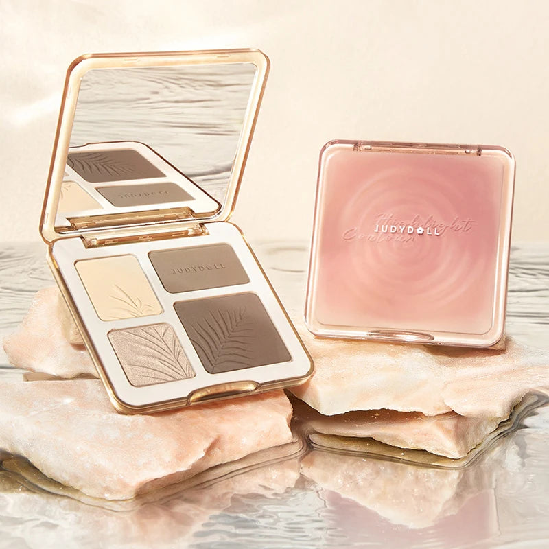 Judydoll Highlight Facial Contouring Palette Matte Brighten Three-Dimensional Shadow Lasting Glow Shimmer Powder Cosmetics