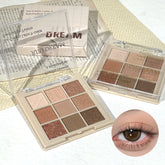 9 Color Eyeshadow Palette, Matte and Shimmer Brown Eyeshadows Powder, Long Lasting Blendable Eyeshadow Cosmetics