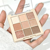 9 Color Eyeshadow Palette, Matte and Shimmer Brown Eyeshadows Powder, Long Lasting Blendable Eyeshadow Cosmetics