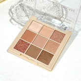 9 Color Eyeshadow Palette, Matte and Shimmer Brown Eyeshadows Powder, Long Lasting Blendable Eyeshadow Cosmetics
