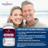 Resveratrol Supplement 1200Mg (2 Pack) - Trans-Resveratrol Extra Strength Antioxidant, Vegan Capsules