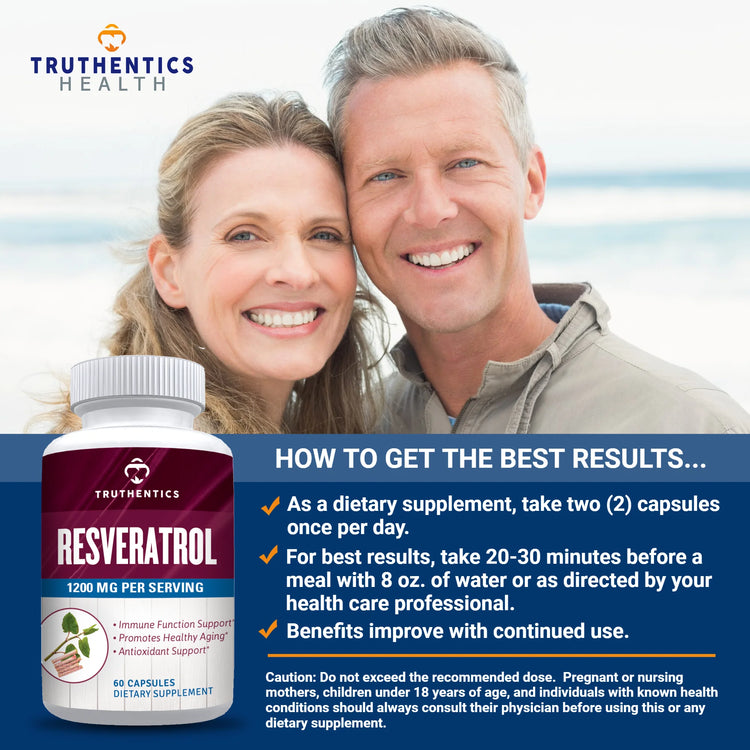 Resveratrol Supplement 1200Mg (2 Pack) - Trans-Resveratrol Extra Strength Antioxidant, Vegan Capsules