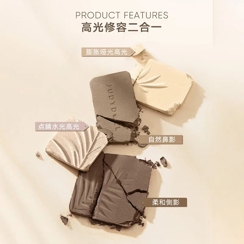 Judydoll Highlight Facial Contouring Palette Matte Brighten Three-Dimensional Shadow Lasting Glow Shimmer Powder Cosmetics