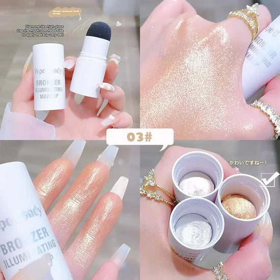 3 Colors Makeup Highlighter Stick Champagne Gold Glitter Contouring Bronzer Shimmer Powder Brighten Face Highlight Illuminator