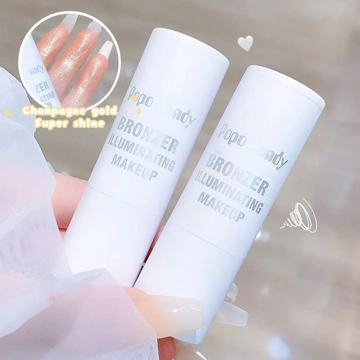 3 Colors Makeup Highlighter Stick Champagne Gold Glitter Contouring Bronzer Shimmer Powder Brighten Face Highlight Illuminator