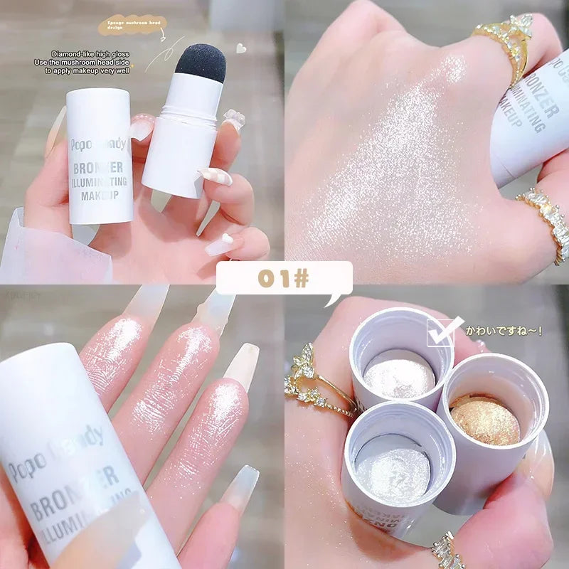 3 Colors Makeup Highlighter Stick Champagne Gold Glitter Contouring Bronzer Shimmer Powder Brighten Face Highlight Illuminator