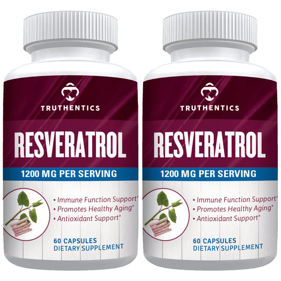 Resveratrol Supplement 1200Mg (2 Pack) - Trans-Resveratrol Extra Strength Antioxidant, Vegan Capsules