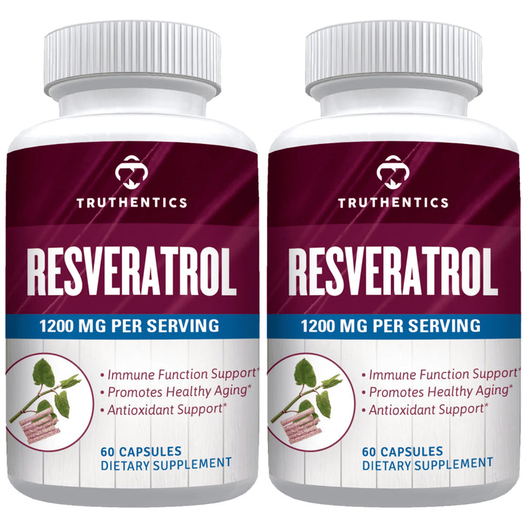 Resveratrol Supplement 1200Mg (2 Pack) - Trans-Resveratrol Extra Strength Antioxidant, Vegan Capsules