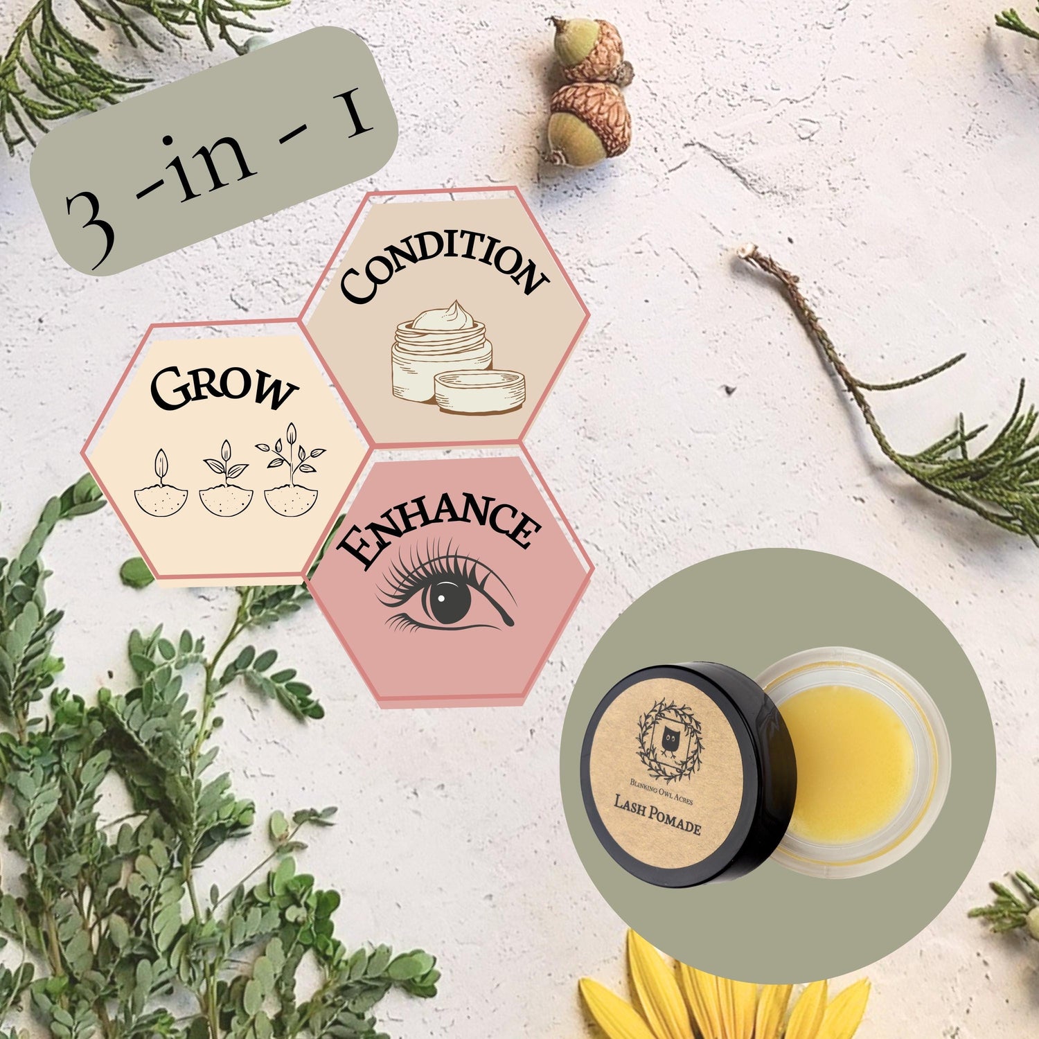 Organic Mascara Alternative, Organic Lash Serum, Zero Waste Natural Mascara, Lash Conditioner, 3-In-1 Lash Care, Lash Pomade
